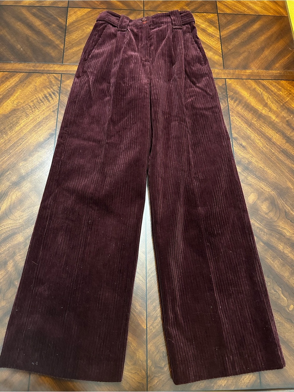 Sézane Ari Wide-Leg Corduroy Pants - Burgundy